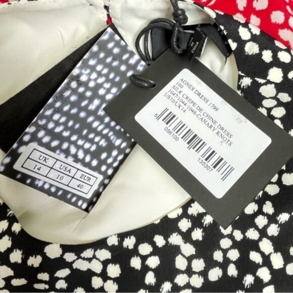 NWT SALONI Agnes Colorblock Midi Silk Dress Women Size 10 - Picture 8 of 13